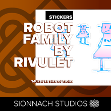 Load image into Gallery viewer, Robot Family Sticker sheet - Design by Rivulet