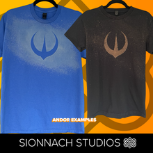 Load image into Gallery viewer, Hand-Dyed Space Wars Logo T-Shirts