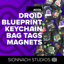 Load image into Gallery viewer, Space Wars Droid Blueprint Card Keychains, Bag Tags, and Magnets
