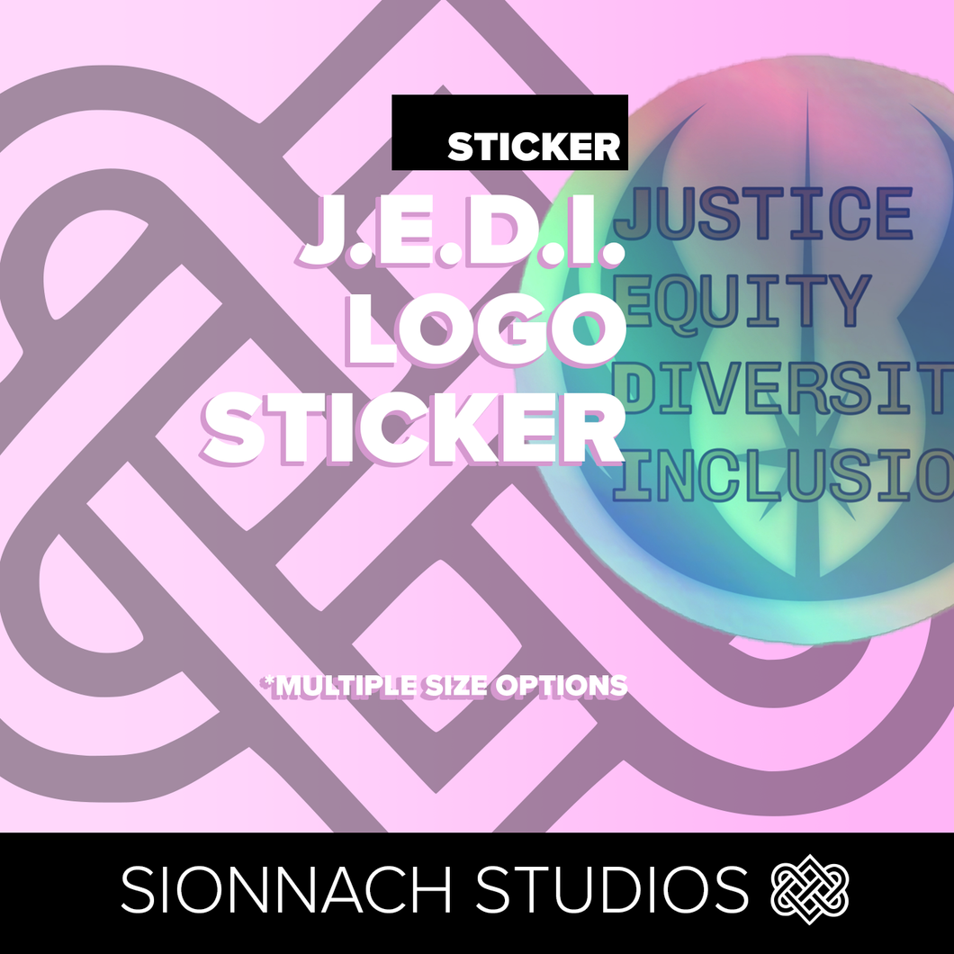 J.E.D.I. Justice, Equity, Diversity, Inclusion Logo Holographic stickers