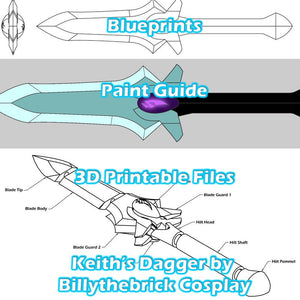 Voltron Inspired Prop Keith Galra Dagger for Cosplay - STL Files for 3D Printing